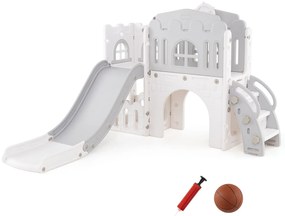 Conjunto de escorregador e escalada para playground interno 9 em 1 para crianças - amarelo e verde
