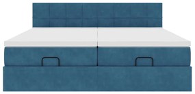 Estrutura cama otomana colchões 180x200 cm veludo azul escuro