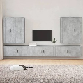 vidaXL Conjunto móveis de TV 7 pcs madeira processada cinzento cimento