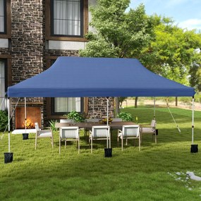 Tenda festas, eventos de 3 x 6 m com pesos e bolsa de transporte dobrável com altura ajustável Pavilhão de jardim Azul