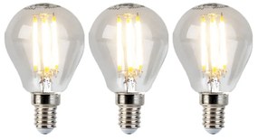 Conjunto de 3 lâmpadas esféricas de filamento LED E14 reguláveis 5W 470lm 2700K