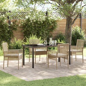 vidaXL Conjunto de Jantar de Jardim com Almofadas Bege em Rattan Sintético