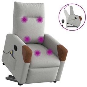 Poltrona elevatória de massagens tecido cinzento-nublado