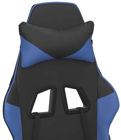 Cadeira gaming massagens c/ apoio pés couro artif. preto/azul