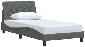 Estrutura de cama sem colchão 100x200 cm tecido cinzento-escuro