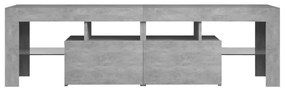 Móvel de TV com luzes LED 140x36,5x40 cm cinzento cimento