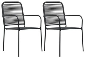 3 pcs conjunto de jantar p/ jardim corda de algodão e aço preto