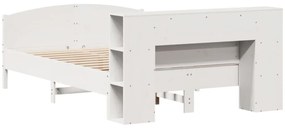 Cama com estante sem colchão 140x190 cm pinho maciço branco