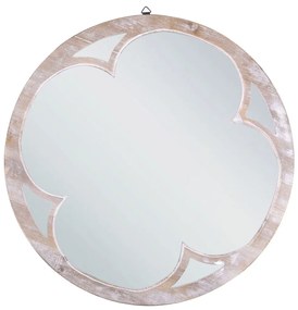 Espelho de parede redondo em madeira clara e branco ø 60 cm MONCLOVA Beliani