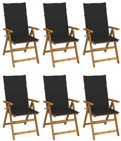 Cadeiras de jardim dobráveis c/ almofadões 6 pcs acácia maciça