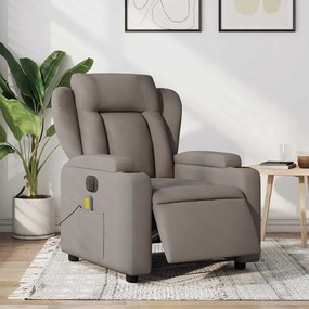 vidaXL Poltrona reclinável massagens elétrica tecido cinza-acastanhado