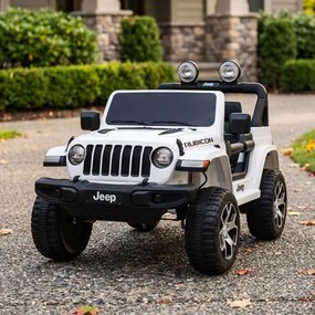 Carro elétrico para crianças até 5 anos Jeep Wrangler Rubicon, 12V, pneus EVA, com bateria de lítio, controlo remoto Branco