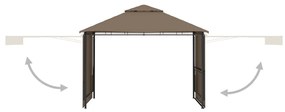 Pérgola 3x3m com Toldos Duplos Extensíveis - Castanho - Design Moderno