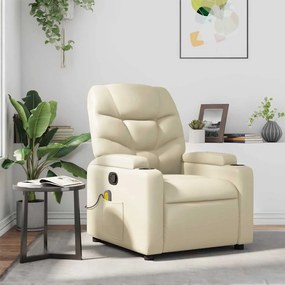 Poltrona de massagens reclinável couro artificial cor creme