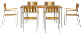 Conjunto de Jantar de Jardim vidaXL 7 Peças de Madeira Sólida de Acáci