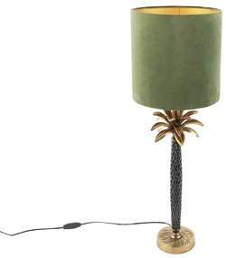 Candeeiro de mesa Art Déco com abajur de veludo verde 25 cm - Areka Art Deco