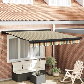 vidaXL Toldo Retrátil Verde e Amarelo 300 x 250 cm Tecido e Metal