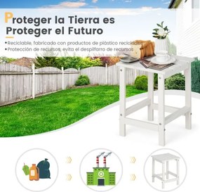 Mesa quadrada para jardim para exterior 36 x 36 x 47 cm resistente às intempéries em HDPE Branca