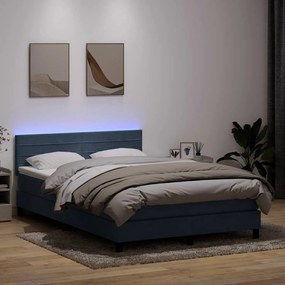 vidaXL Cama box spring c/ colchão e LED 140x210 cm veludo cinzento-escuro