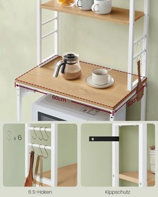 Armário de cozinha com tomadas 40 x 60 x 167 cm cor de carvalho e branco