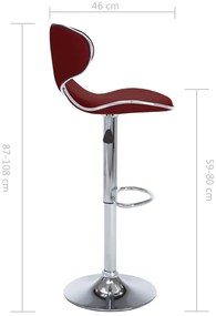Bancos de bar 2 pcs couro artificial vermelho tinto
