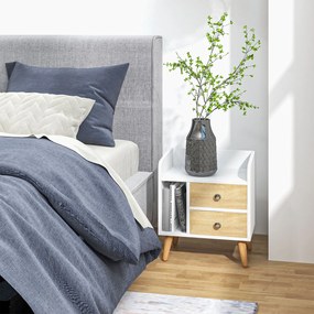 Mesa de cabeceira compacta Mesa multifuncional com 2 gavetas grandes e