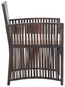 Cadeiras de jardim com almofadões 2 pcs vime PE castanho