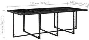 13 pcs conjunto jantar exterior com almofadões vime PE preto