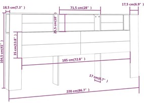 Armário de cabeceira 220x18,5x104,5 cm sonoma cinzento