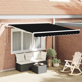 vidaXL Toldo Retrátil Preto 350 x 250 cm Poliéster e Metal