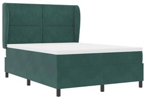 Cama Box com Colchão - Verde Escuro, 140x200 cm, Veludo