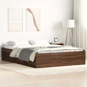 Estrutura de cama de casal 135x190 cm carvalho castanho