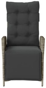 Cadeiras jardim reclináveis 2 pcs c/ apoio de pés vime PE cinza