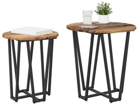 Mesa de Apoio 2 pcs de Madeira Velha, Engenharia de Madeira e Metal