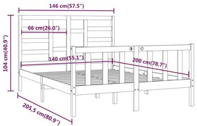 Estrutura de cama 140x200 cm madeira de pinho maciça branco