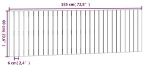 Cabeceira de parede 185x3x60 cm pinho maciço castanho-mel