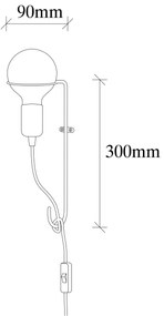 Candeeiro de Parede Pota – Preto – 9 cm x 30 cm