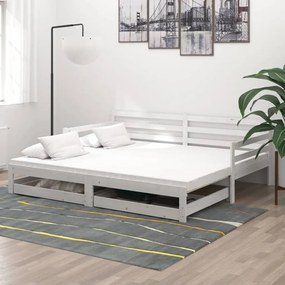vidaXL Estrutura sofá-cama de puxar 2x(90x200) cm pinho maciço branco