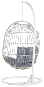 Cadeira suspensa em rattan branco com suporte ALBA Beliani