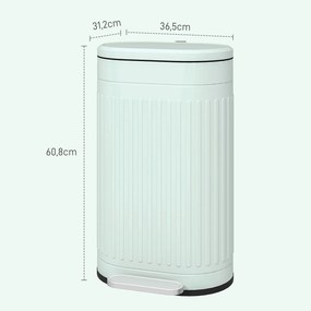 Caixote do Lixo de Cozinha com Pedal, 36,5 x 31,2 x 60,8 cm, Capacidade de 30 L, Verde
