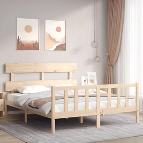 vidaXL Estrutura de cama King Size com cabeceira madeira maciça
