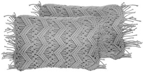 Conjunto de 2 almofadas decorativas em macramé de algodão cinzento 30 x 45 cm KIRIKKALE Beliani