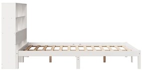 Cama com estante sem colchão 140x190 cm pinho maciço branco