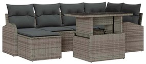 Conjunto de Sofás de Jardim com 7 Peças e Almofadas em Rattan Sintétic