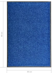 Tapete de porta lavável 60x90 cm azul