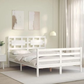 Estrutura de cama com cabeceira 120x200cm madeira maciça branco