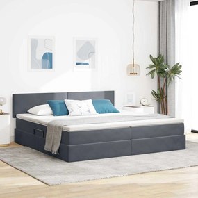 vidaXL Cama com Armazenamento Cinza Escuro 200 x 200 cm Veludo