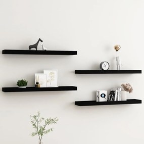 vidaXL Prateleiras de parede Loggia 4 pcs 80x15x4 cm MDF preto