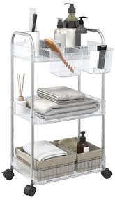 vidaXL Carrinho arrumação 3 camadas transparente 37x28x68 cm acrílico