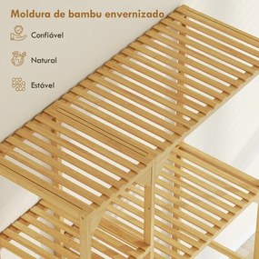 Estante para Máquina de Lavar em Bambu Móvel para Máquina de Lavar ou Sanita com Prateleiras Reversíveis e Ajustáveis 100x40x157 cm Madeira